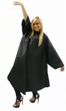Black Sleeved Gown with Poppers Hair Tools
